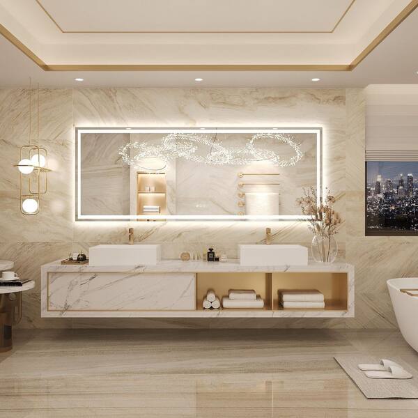 KIOTEE 84 in. W x 32 in. H Rectangular Frameless Front & Back