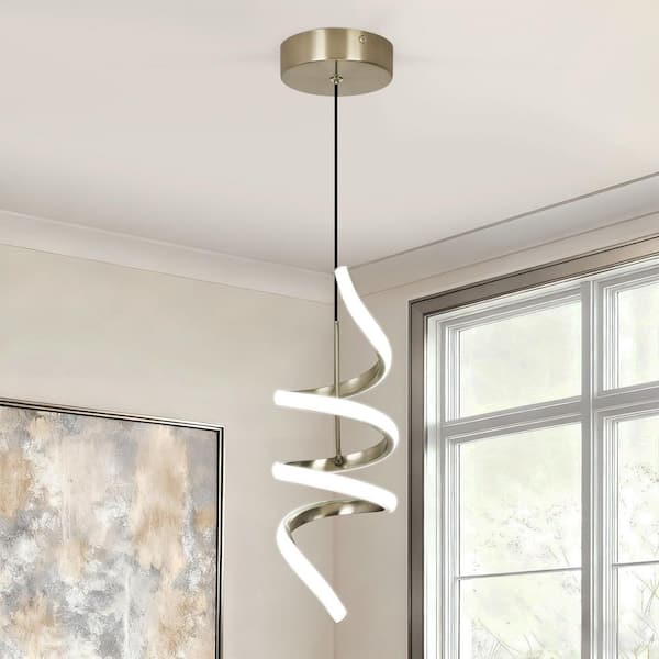 RayHome 1-Light Modern Brushed Nickel Integrated LED Pendant Light Fixture for Kitchen Living Room Entry Foyer