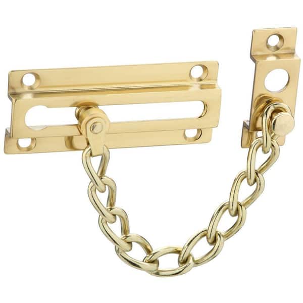 Stanley-National Hardware Chain Door Guard in Bright Brass