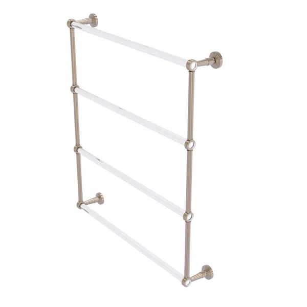 Pacific Beach 4-Tier 30 in. Ladder Towel Bar with Groovy Accents in Antique Pewter