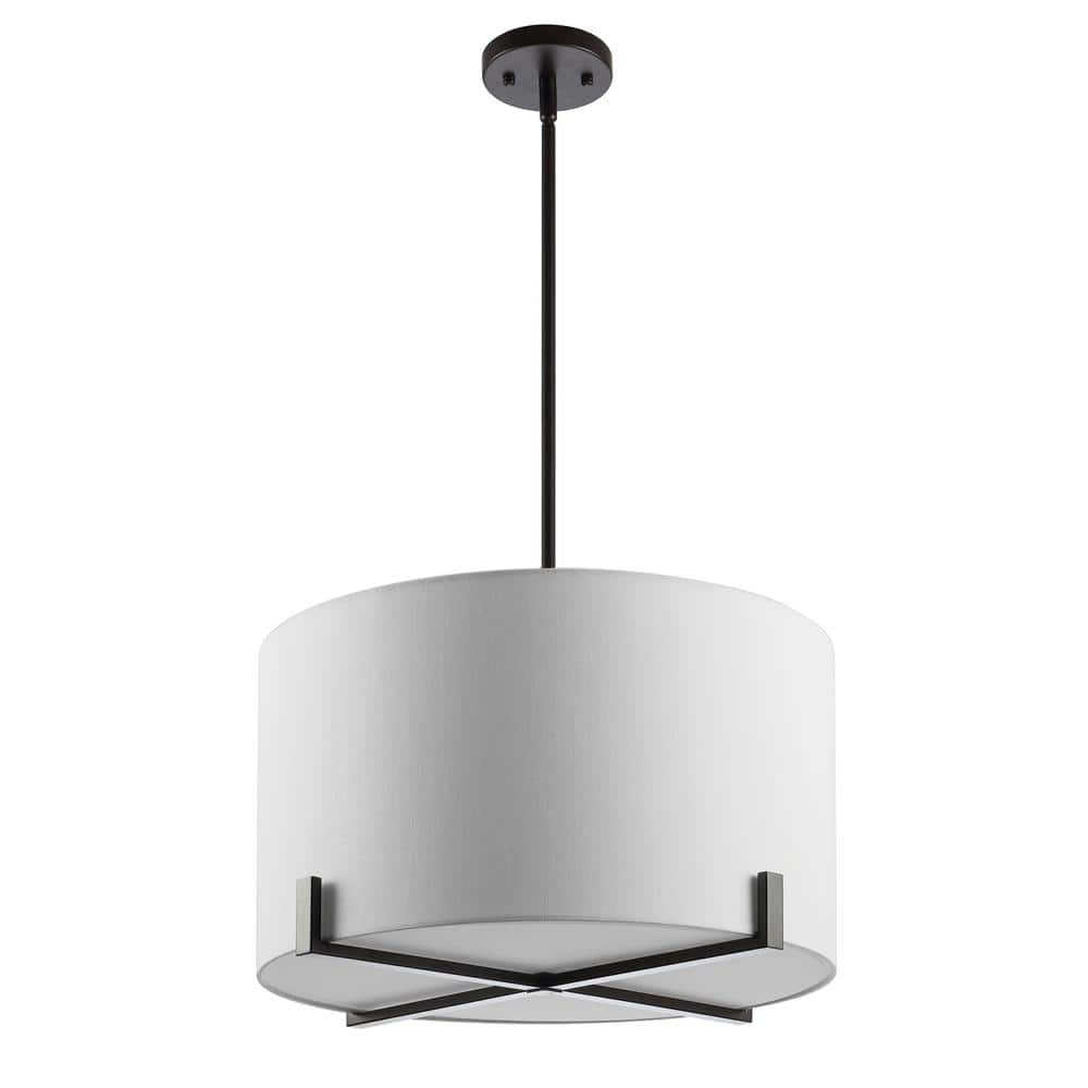 Bronze Crystal LED Drum Pendant with Off-White Shade