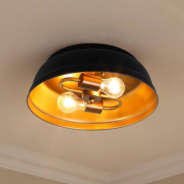 Golden Lighting - Rebel 2-Light Matte Black Flush Mount