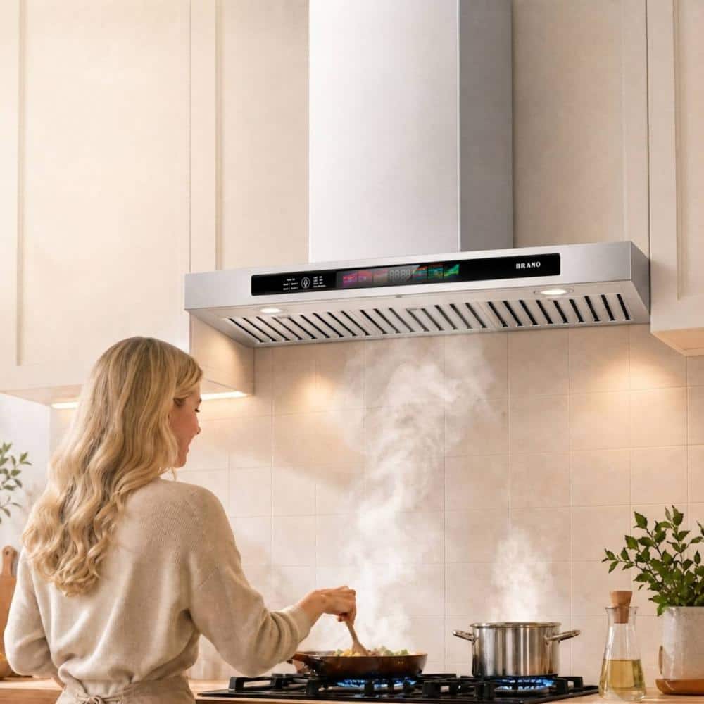 36 in. 900CFM Wall Mount Range Hood with Voice and Gesture Control in Brushed Stainless Steel Ducted Hood price history on PriceWatchPro
