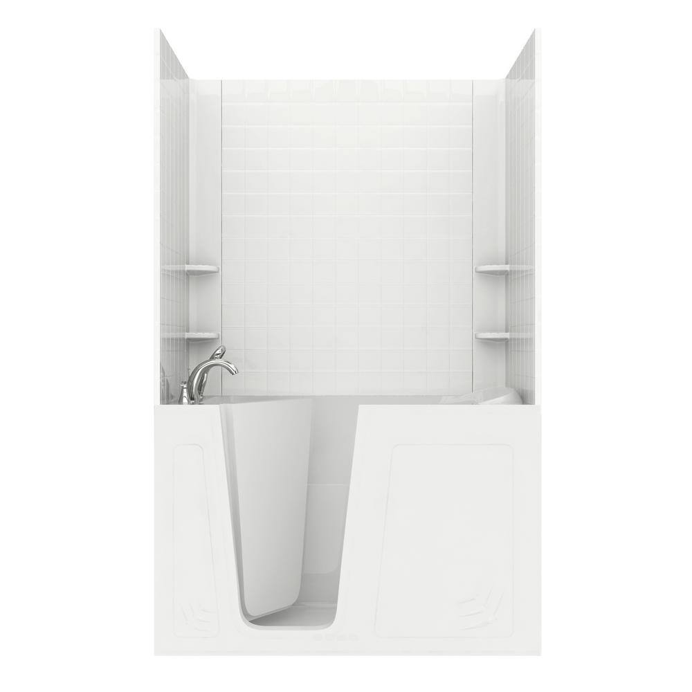 Rampart 5 ft. Walk-in Non-Whirlpool Bathtub with 4 in. Tile Easy Up Adhesiv