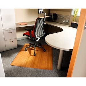 Standard 5 mm Natural Light Brown 42 in. x 48 in. Bamboo Roll-Up Office Chair Mat without Lip