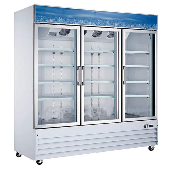 Cooler Depot 80 in. W 52 cu. ft. Auto/Cycle Defrost 3-Glass Door Commercial Upright Reach In Freezer in White