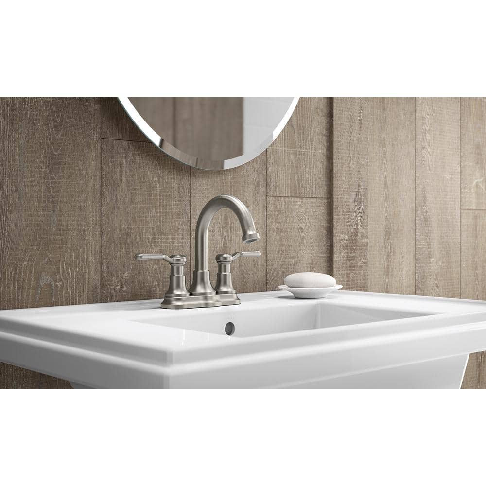 Elegant Brushed Nickel Dual-Handle High Arc Bathroom Faucet