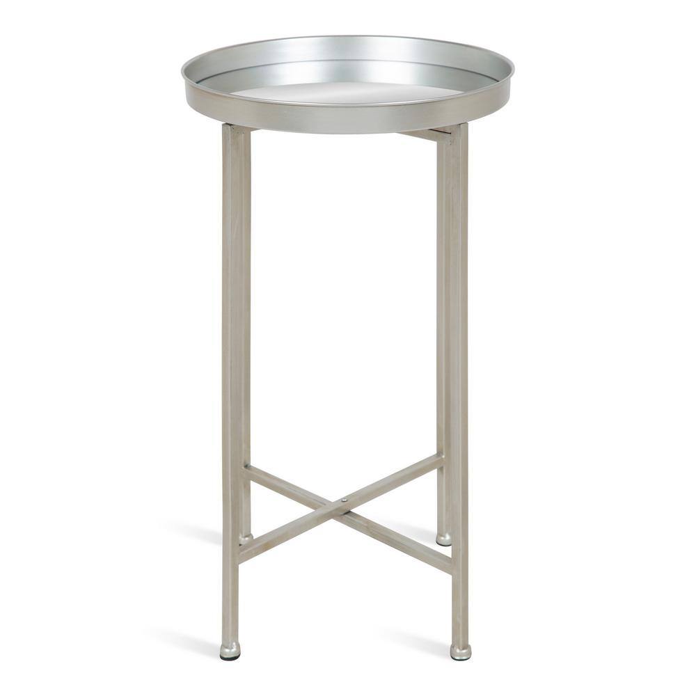 Celia Silver Foldable Iron and Glass Side Table