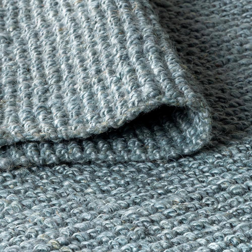 Handwoven Light Blue/Gray Chunky Jute Rug with Fringe - 5x8 Feet