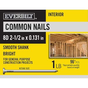 8D 2-1/2 in. Common Nails Bright 1 lb (Approximately 96 Pieces)