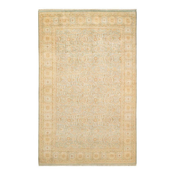 Mogul Light Blue 6 ft. x 9 ft. Oriental Wool Indoor Area Rug