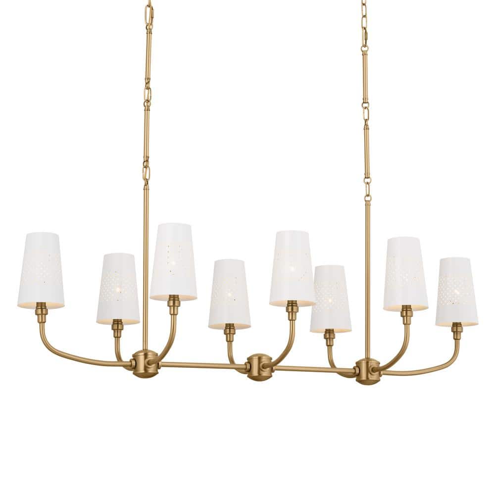 Adeena Brushed Natural Brass 8-Light Linear Chandelier