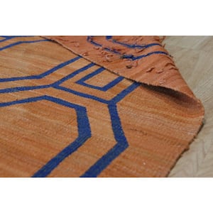 Brown 9 ft. x 11 ft. Handwoven Wool Modern Flat Weave Area Rug