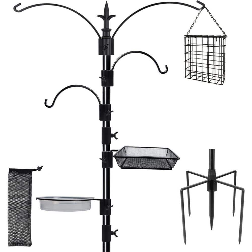 "Bird Feeding Station Kit, 90"" x 23"" Shepherds Hooks Birds Feeder Pole, Multi Feeder Hanging Kit with Metal Suet and Bath" price history on PriceWatchPro