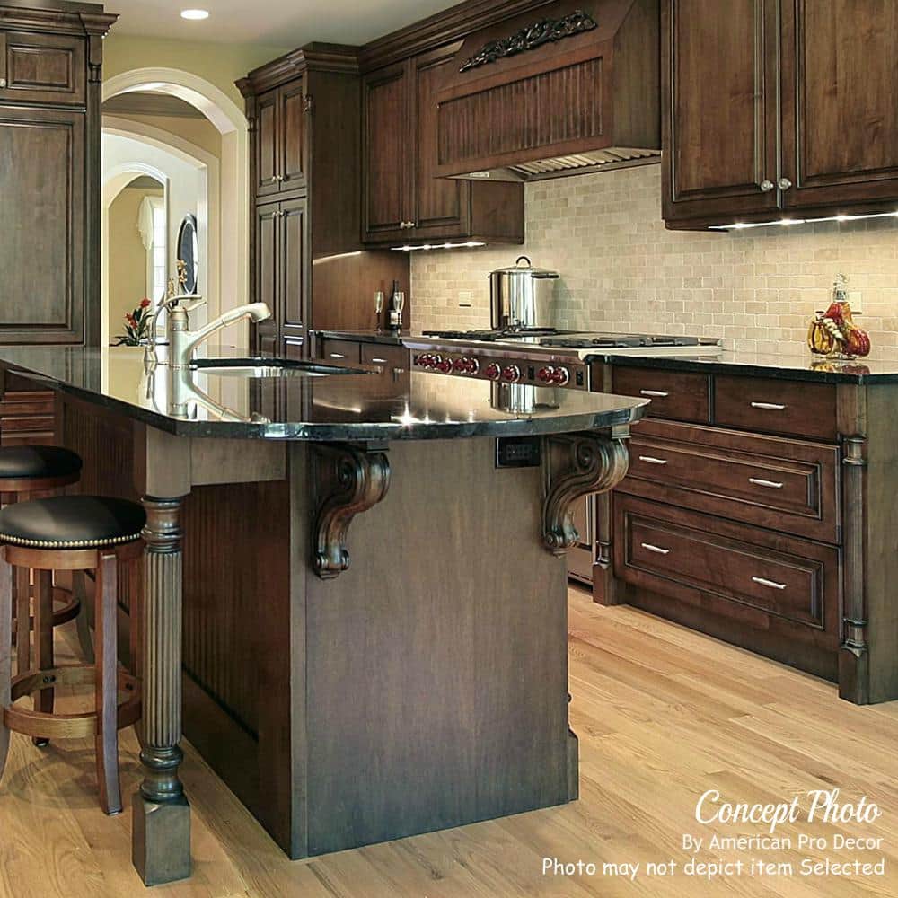Elegant 35" Unfinished Solid Hardwood Fluted Kitchen Island Support Leg