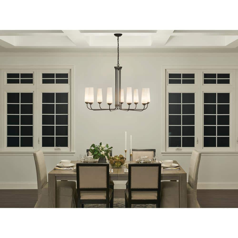 Truby Art Deco Black Opal Glass 9-Light Large Chandelier