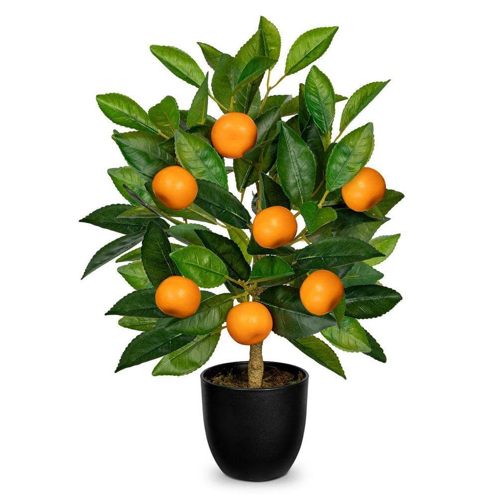 1.3 ft. Artificial Orange Tree in Black Pot-Faux Citrus Plant for