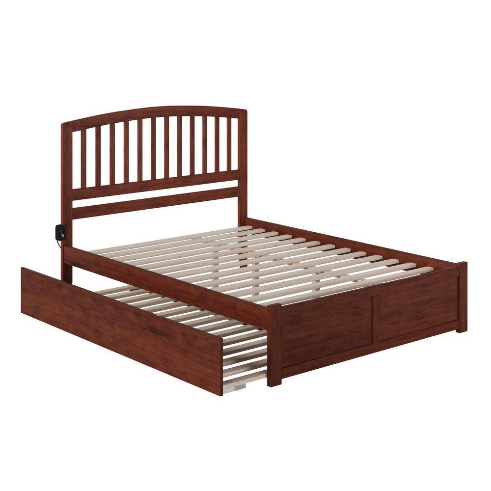 Richmond Walnut King Wood Platform Bed with Twin XL Trundle