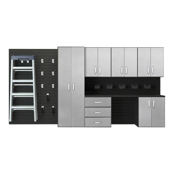 Flow Wall 7Piece Composite Wall Mounted Garage Storage System in Black