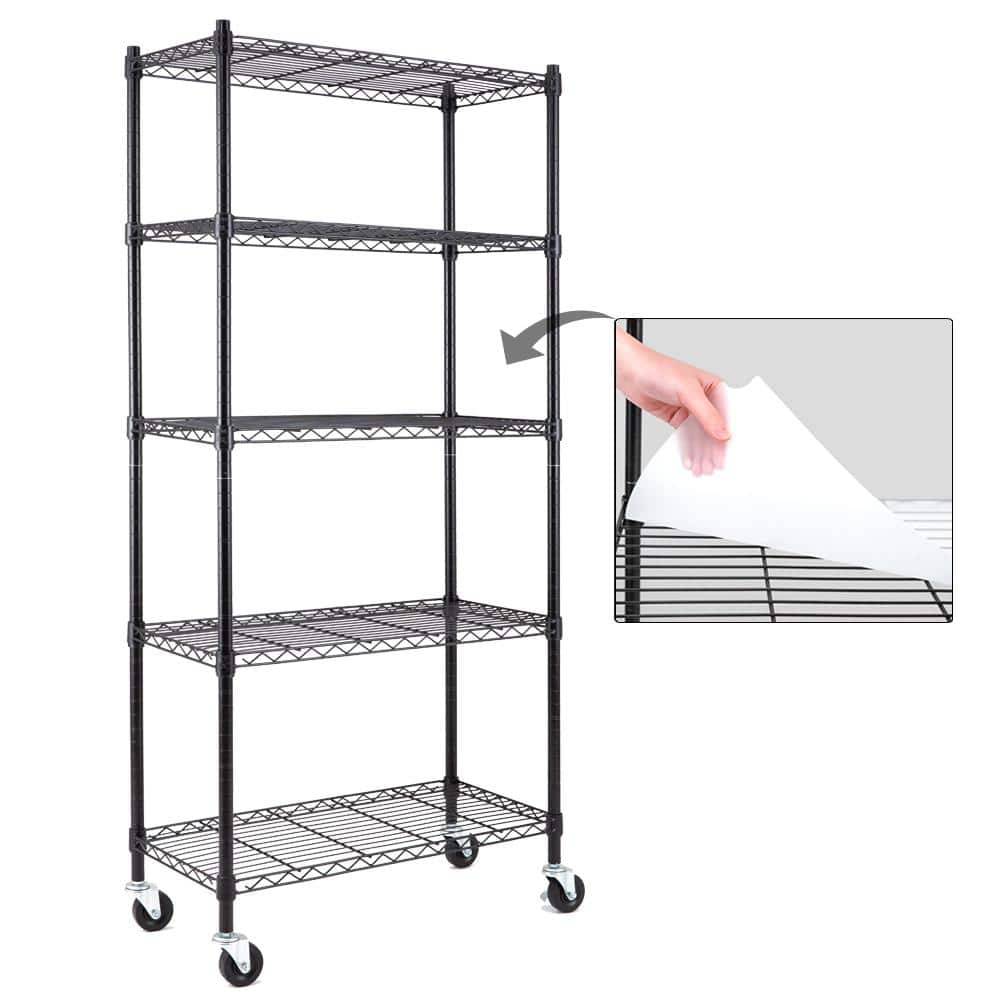 Tribesigns 3.93-ft to 3.93-ft W x 5.9-ft H Black Solid Shelving