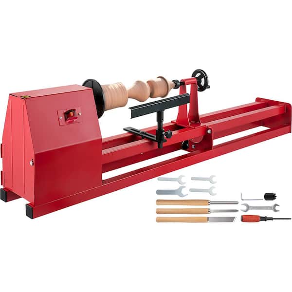 VEVOR 14 in. x 40 in. Wood Lathe Variable Speed with 3 Chisels Perfect for High Speed Sanding and Polishing of Finished Work