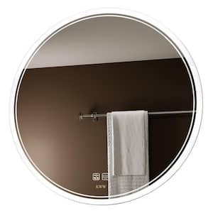 40 in. W x 40 in. H Round Frameless Dimmable Anti-Fog Wall Bathroom Vanity Mirror in Light