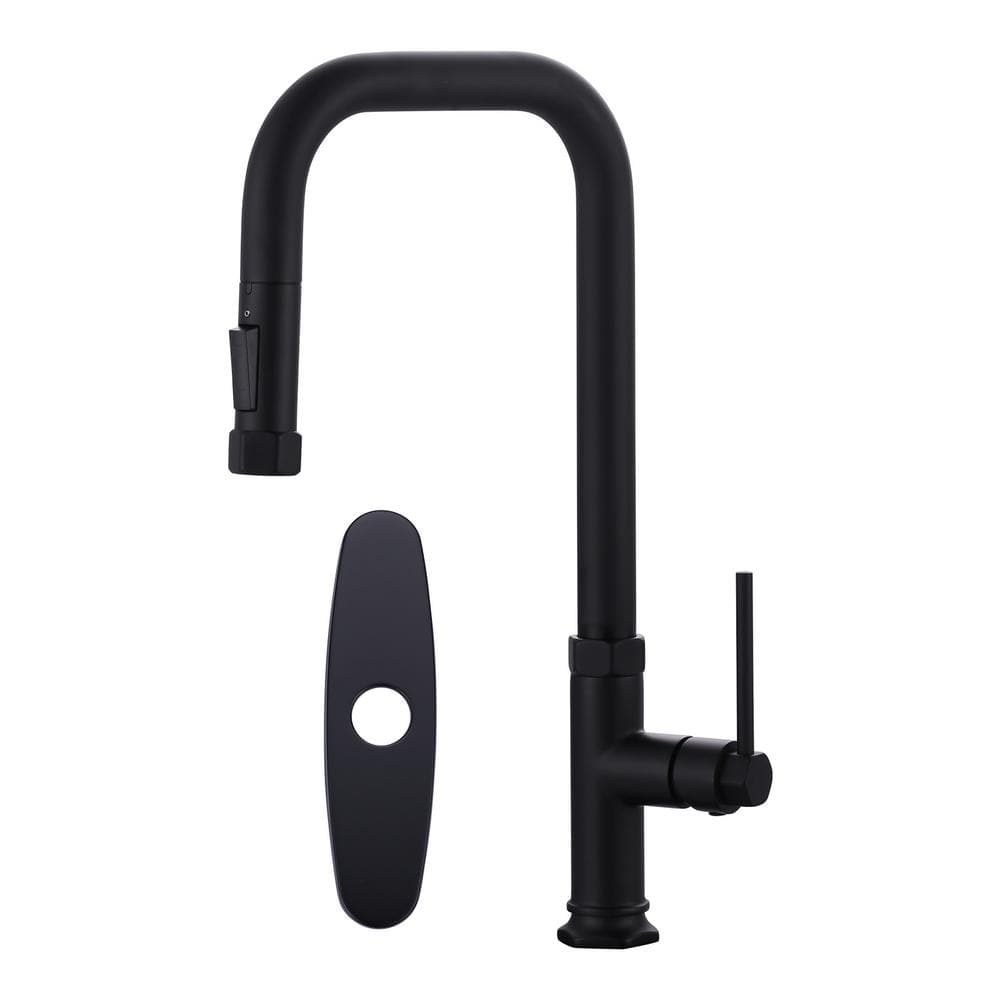 Single Handle 2 Water Modes Pull Down Sprayer Kitchen Faucet with Stainless Steel And Brass in Matte Black price history on PriceWatchPro