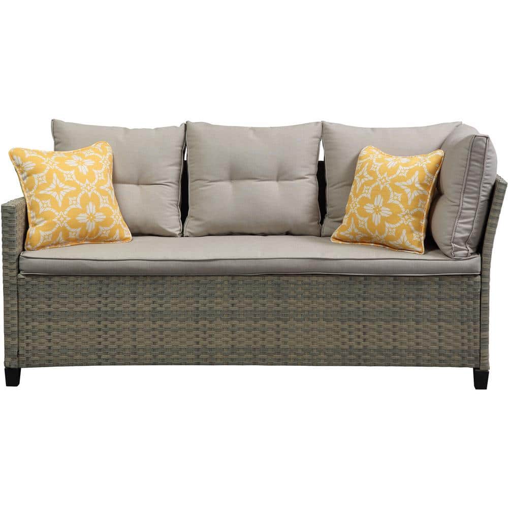Amelia 6-Person Gray PVC Resin & Steel Outdoor Sectional Set with Chow Table