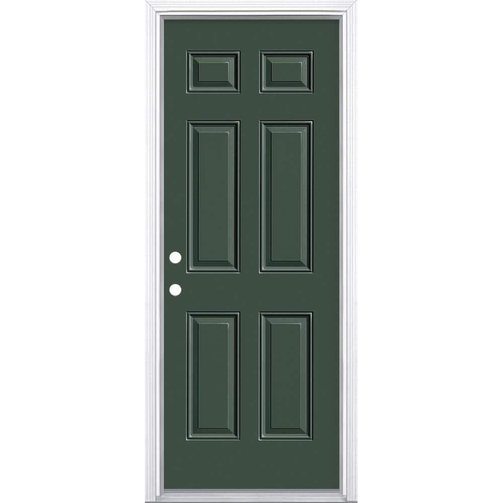 32 in. x 80 in. 6-Panel Right-Hand Inswing Painted Steel Prehung Front Exterior Door with Brickmold price history on PriceWatchPro