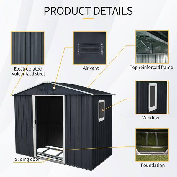 Staykiwi 8 ft. W x 4 ft. D Metal Shed with Window and Metal