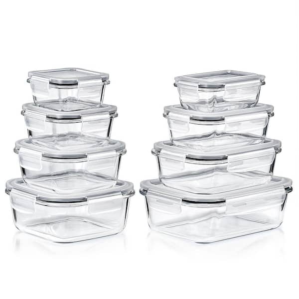 Glass Food Storage Containers with Lids (16-Piece)-Airtight, Microwave, Dishwasher, and Oven Safe Meal Prep Containers