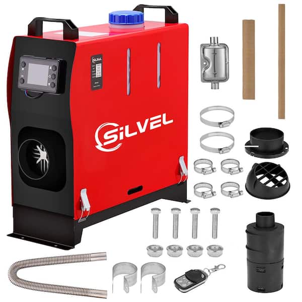 SILVEL 27296 BTU Red 8000-Watt Diesel Air Heater All-in-1 Kerosene Diesel Space Heater with LCD Monitor Remote Control