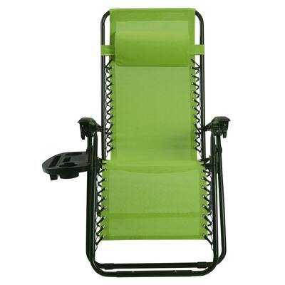 Green Chair without Footrest Zero Gravity Reclining Plastic Outdoor Lounge Chair