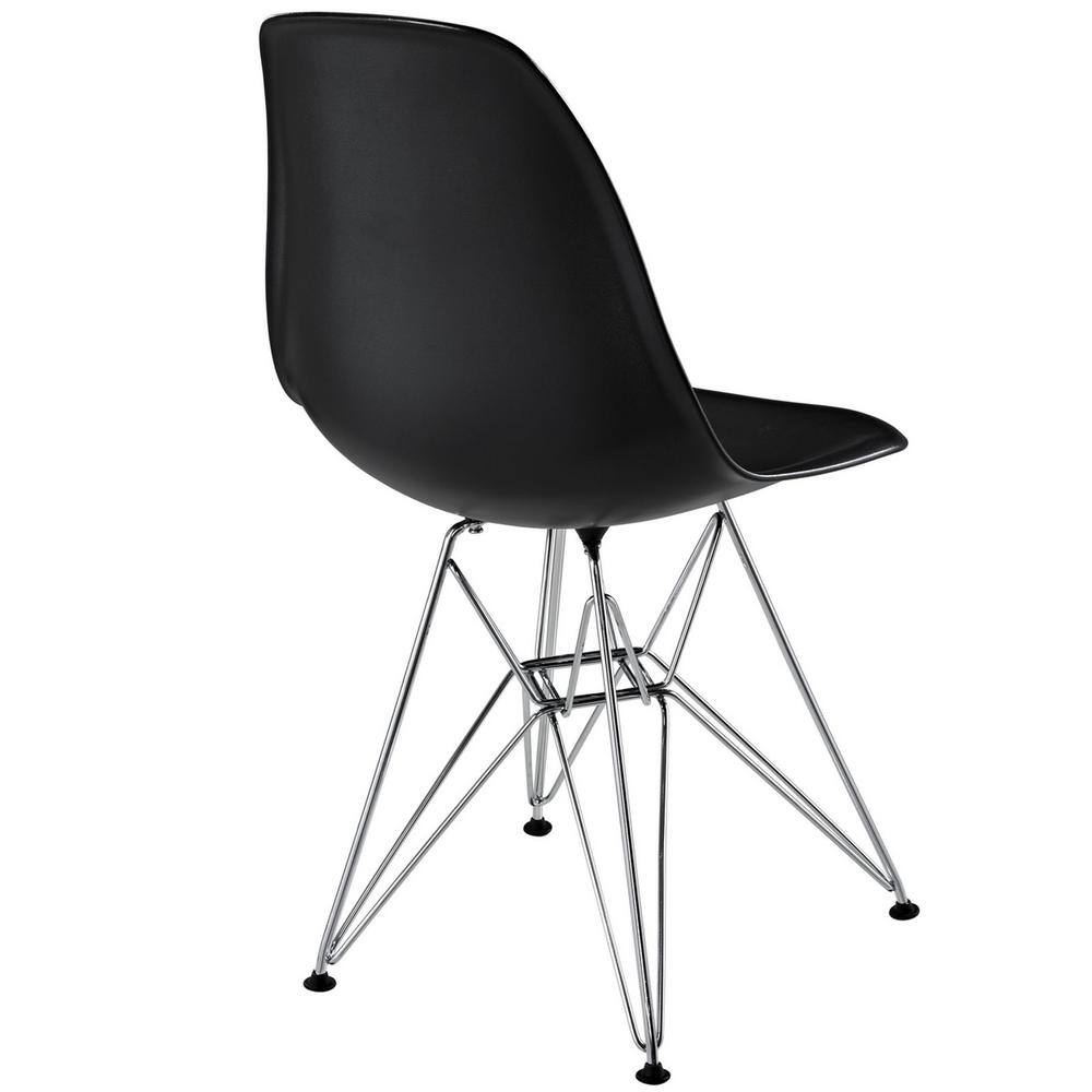 Black Molded Plastic and Steel Modern Dining Side Chair