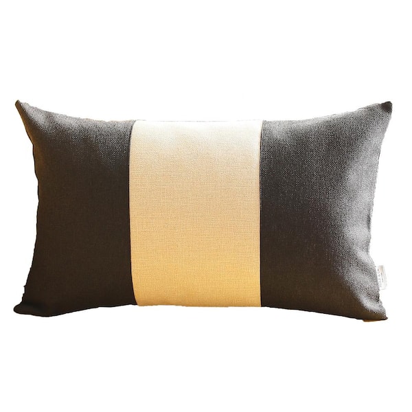 MIKE & Co. NEW YORK Boho-Chic Handcrafted Jacquard Black & Ivory 12 in. x 20 in. Lumbar Solid Throw Pillow Cover