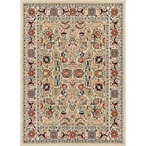 Persa Tabriz Traditional Oriental Persian Ivory 3 ft. 11 in. x 5 ft. 3 in. Area Rug