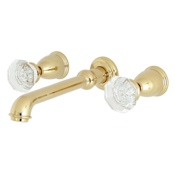 Kingston Brass Celebrity 2-Handle Wall Mount Bathroom Faucet in Polished Brass