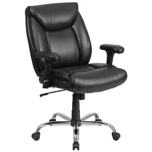 Hercules Faux Leather Swivel Ergonomic Office/Desk Chair in Black Leather with Arms