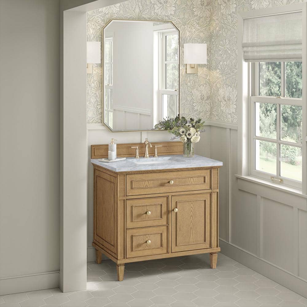 Lorelai 36.0 in. W x 23.5 in. D x 34.06 in. H Single Bathroom Vanity in Light Natural Oak with Carrara White Marble Top price history on PriceWatchPro