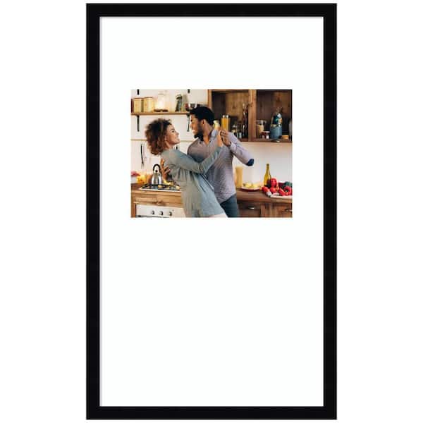 Svelte 14 x 24 Matted to 8 x 10 Black Wood Picture Frame