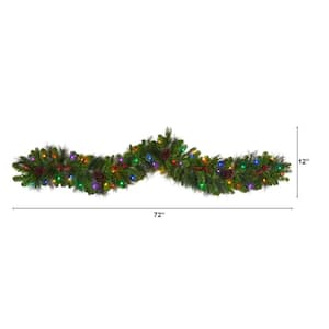 6 ft. Pre-lit LED Colorado Fir Artificial Christmas Garland with 50 Multicolored LED Lights, Berries and Pinecones