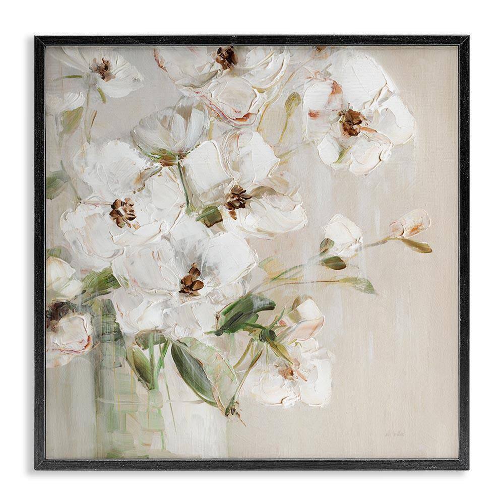 Simple Blossoms on Beige by Sally Swatland Black Framed Nature Giclee Art Print 24 in. x 24 in. price history on PriceWatchPro