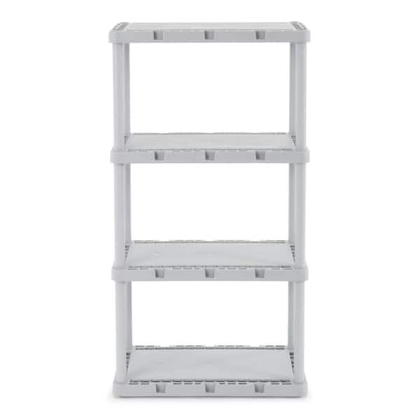 GRACIOUS LIVING Knect A Shelf Gray 4 Tier Resin 12 in. x 2 in. x 24 in. Light Duty Storage System 91081 1C The Home Depot
