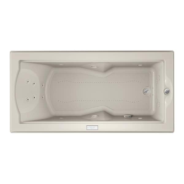JACUZZI FUZION SALON SPA 70.7 in. x 35.4 in. Rectangular Combination Bathtub with Right Drain in Oyster