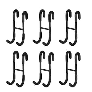 Frameless J-Hook Bathroom Robe/Towel Hook Shower Glass Door Hook Drilling-Free Stainless Steel in Black (6-Pack)