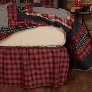 Cumberland 16 in. Rustic Red Black Plaid King Bed Skirt