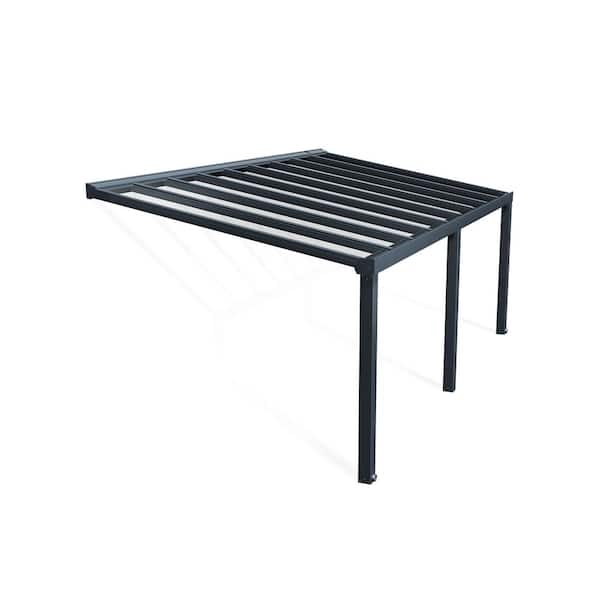 Stockholm 11 ft. x 22 ft. Gray/Clear Aluminum Patio Cover