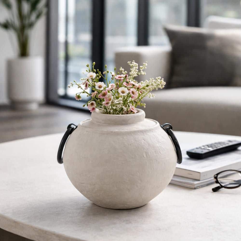 9.75 in. Beige/Black Ecomix Handled Decorative Vase price history on PriceWatchPro