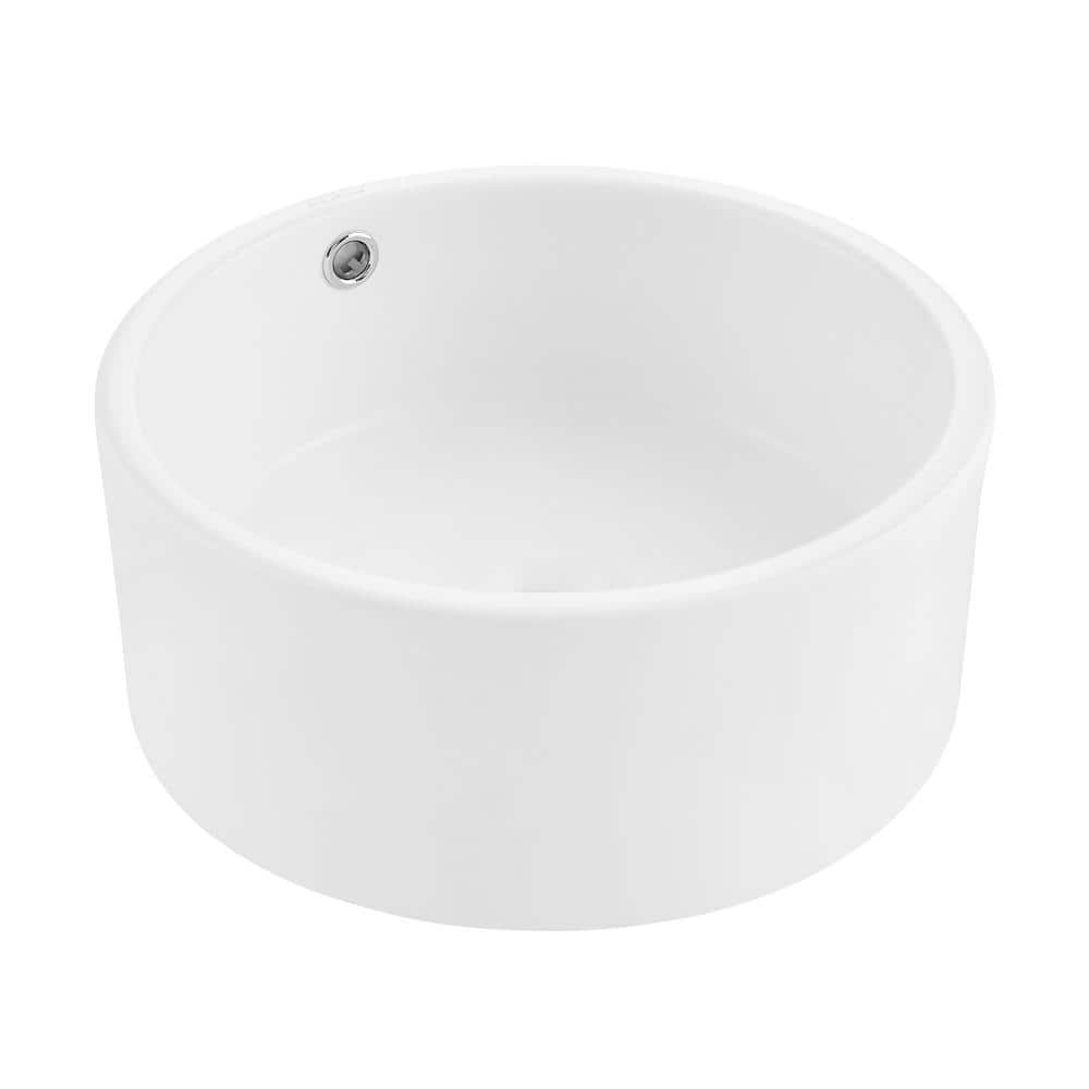 Monaco 16.5" Round Matte White Ceramic Vessel Sink
