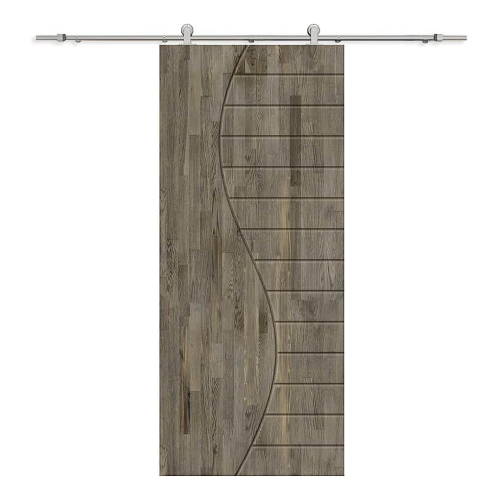 CALHOME 36 In X 96 In Weather Gray Stained Solid Wood Modern Interior   Weather Gray Calhome Barn Doors Ass001 79 Fj Cnc 218 96x36 Gt 64 1000 